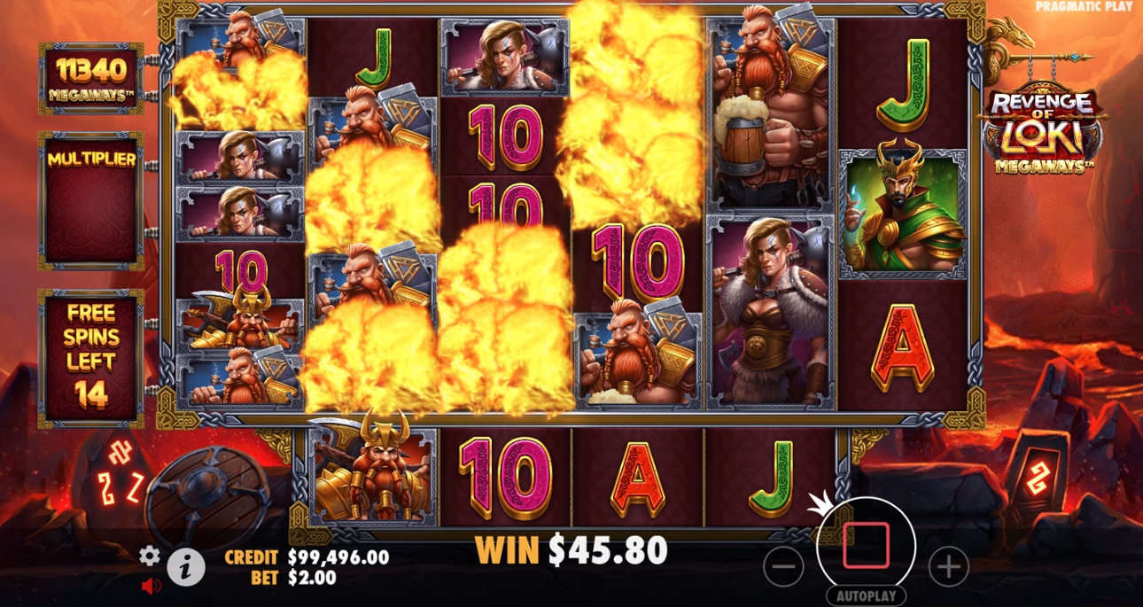 Vitória na slot Reveng of Loki Megaways